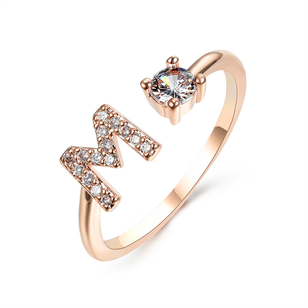 Adjustable Initial Letter Ring In Gold, Silver Or Rose Gold