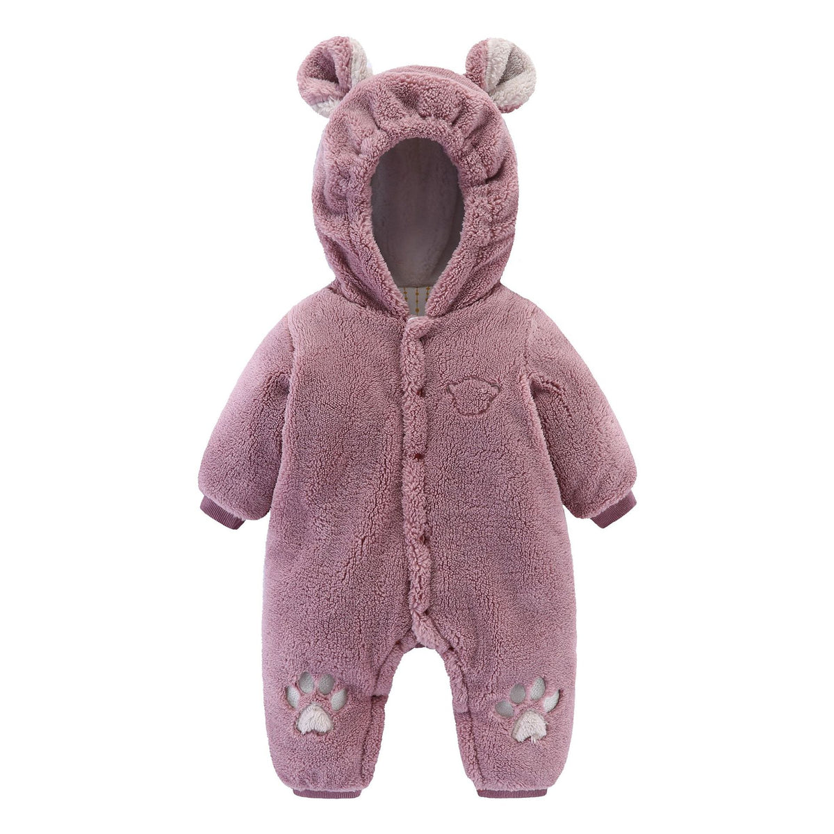 Newborn Baby Quilted Romper in Soft Rice Velvet for Winter