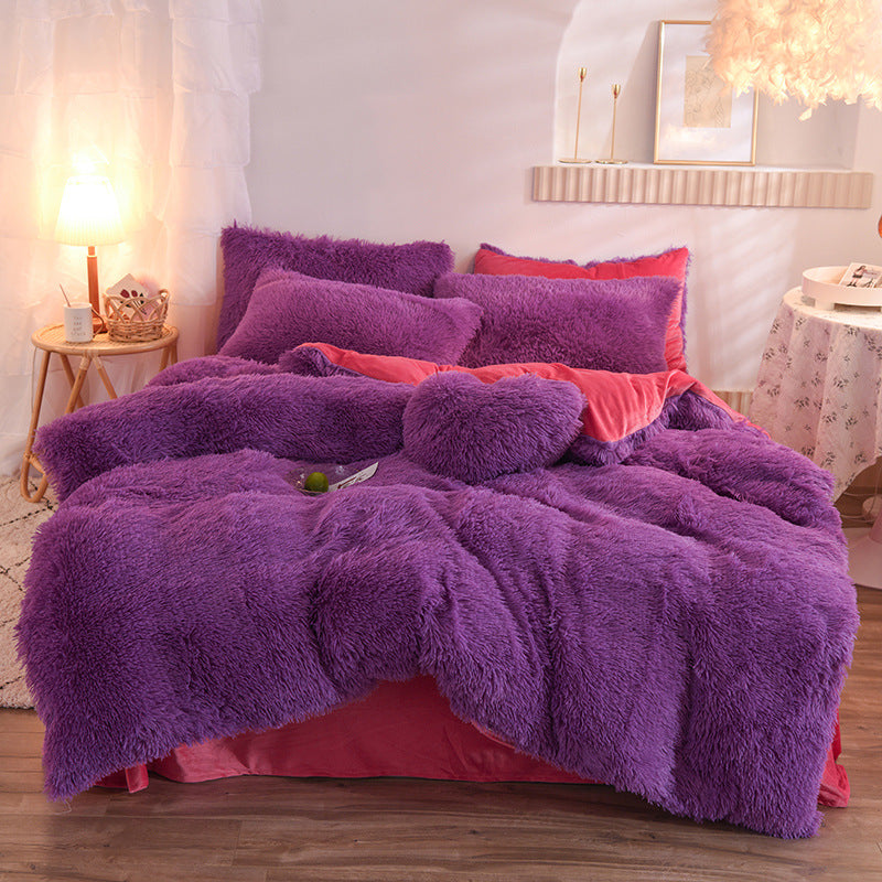 Luxury Thick Fleece Duvet Cover Set, Warm Winter Bedding