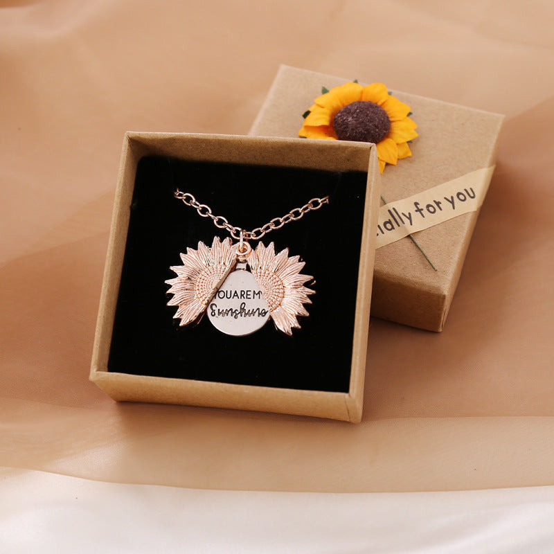 You Are My Sunshine Sunflower Necklace for Women and Men with Gift Box