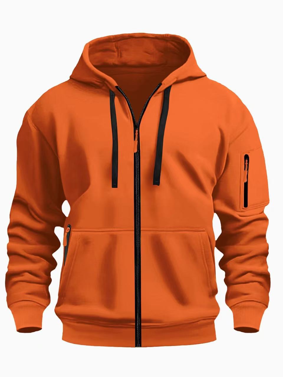 Men's Zipper Hooded Sweatshirt Cardigan Coat for Sports and Casual Wear