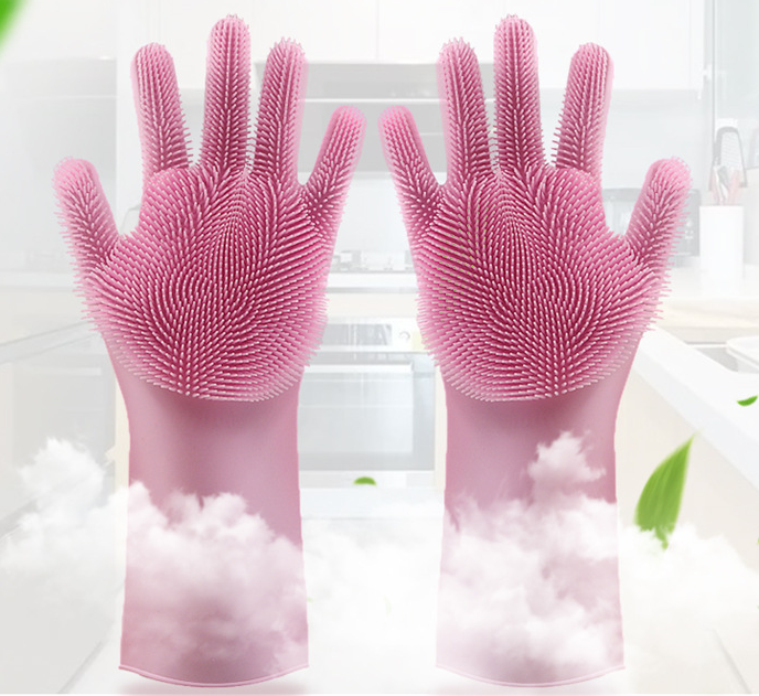 Silicone Heat-Resistant Scrubbing Gloves For Kitchen Cleaning