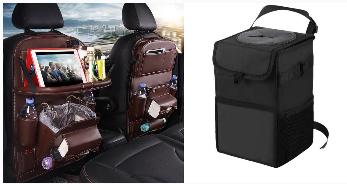 PU Leather Car Seat Back Storage Bag With Multiple Pockets