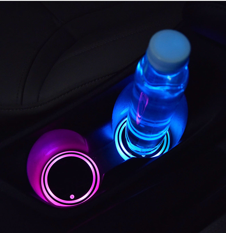 Colourful LED Light-Up Car Cup Holder Coasters, Solar and USB