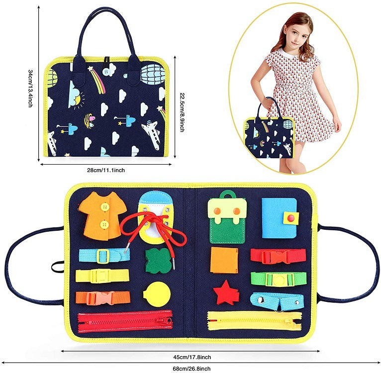 Felt Busy Book for Toddlers, Dressing and Buttoning Learning Board