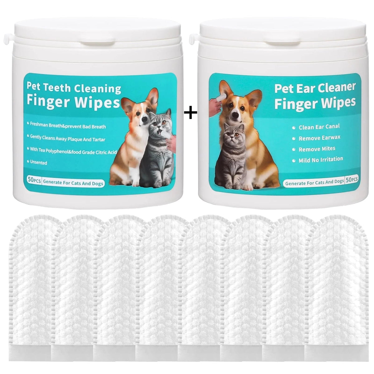 Disposable Pet Wipes for Teeth and Ears, Finger Cot Cleaning Pads
