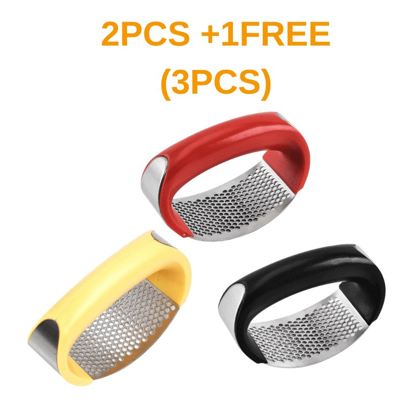 Stainless Steel Garlic Press, Manual Curved Masher for Garlic and Fruit