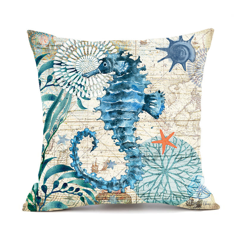 Sea Turtle Print Cushion Cover, Soft Throw Pillow Case