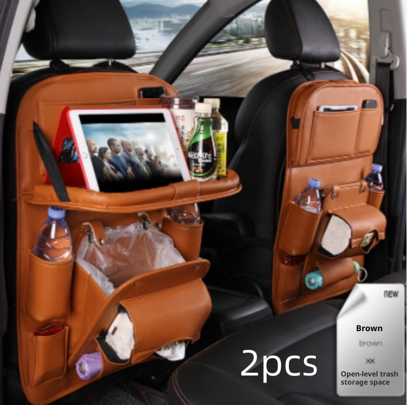 PU Leather Car Seat Back Storage Bag With Multiple Pockets