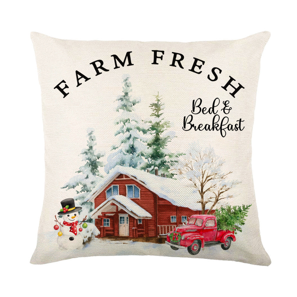 Christmas Pillow Covers for Sofa Square Throw Snow Stamping