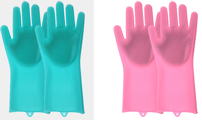 Silicone Heat-Resistant Scrubbing Gloves For Kitchen Cleaning