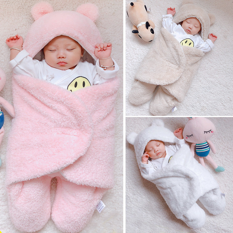 Fleece-Lined Baby Sleeping Bag, Winter Newborn Swaddle