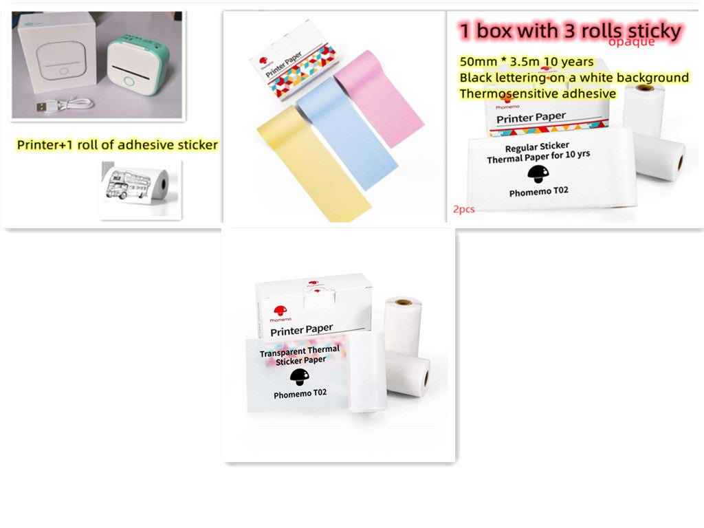 Portable Mini Bluetooth Thermal Label Printer, Inkless Printing