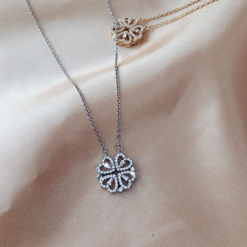 Detachable Four-Leaf Clover Necklace for Women, Multi-Wear Style