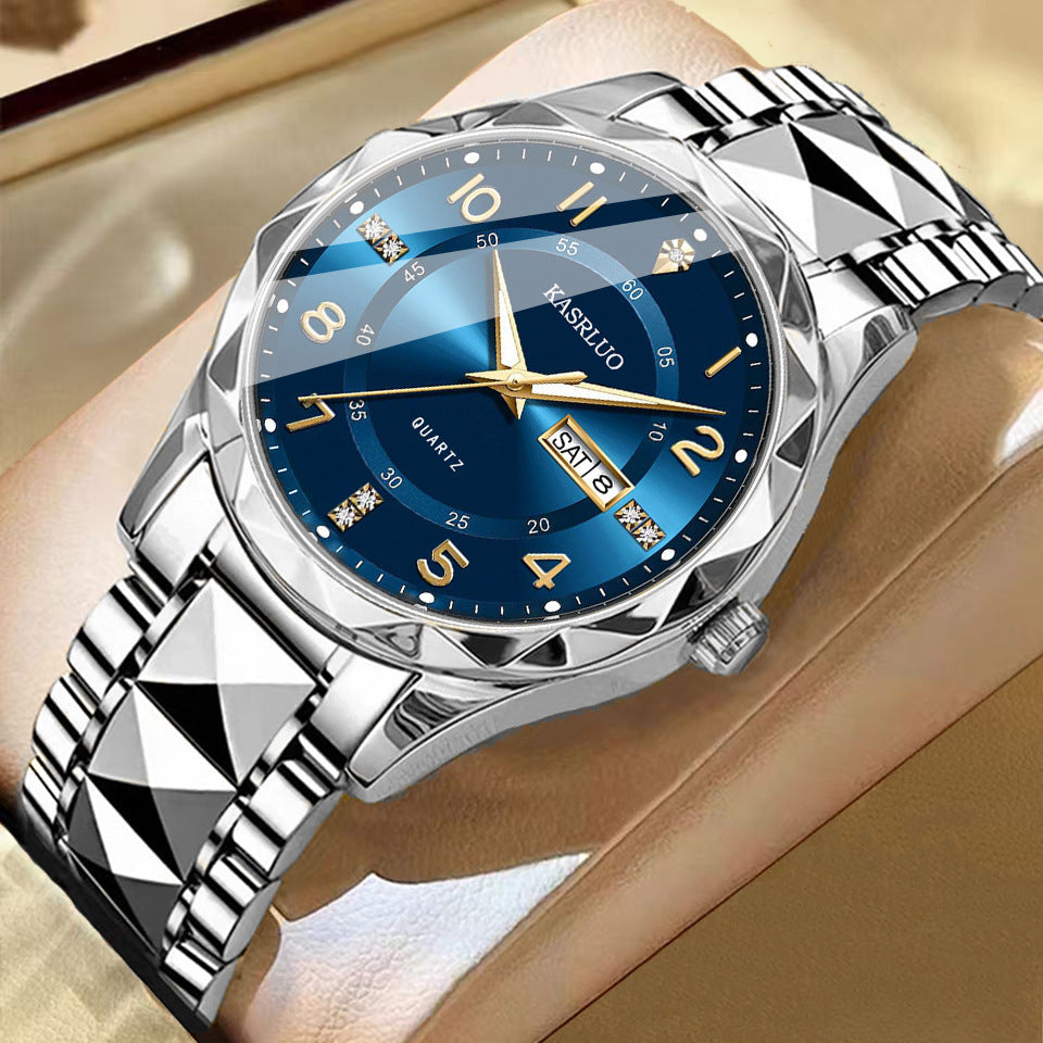 Men's Dual Calendar Luminous Quartz Watch, Waterproof