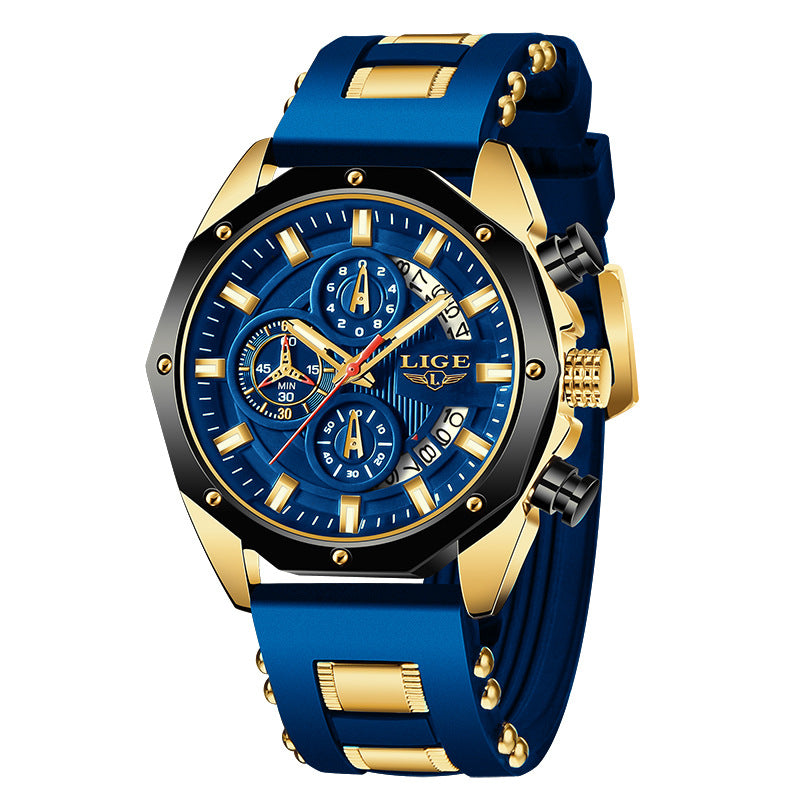 Men's Silicone Sport Quartz Watch, Luxury Look Casual Wristwatch