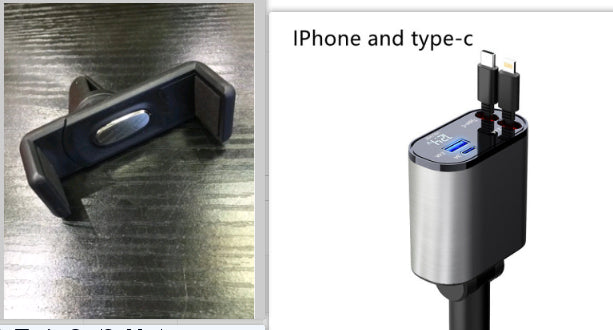 Metal 100W Car Charger With USB and Type-C Fast Charging