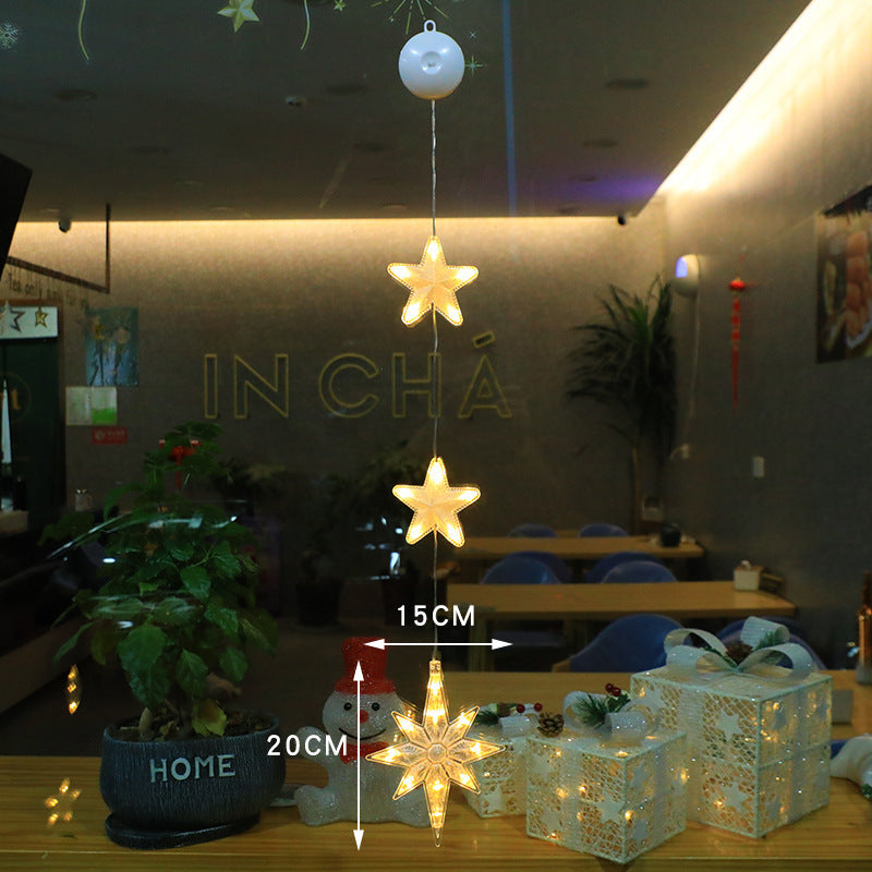 3 Piece LED Christmas Window Hanging Lights with Suction Cup