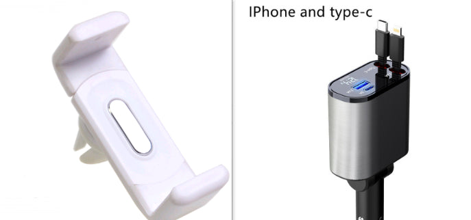 Metal 100W Car Charger With USB and Type-C Fast Charging