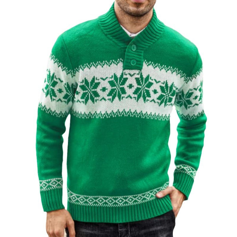 Men's Long Sleeved Christmas Pullover Sweater for Winter