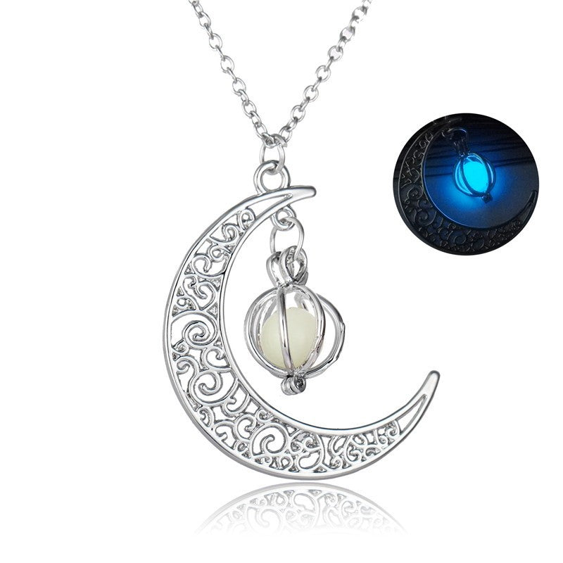 Glowing Moon Stone Pendant Necklace For Women, Luminous Charm