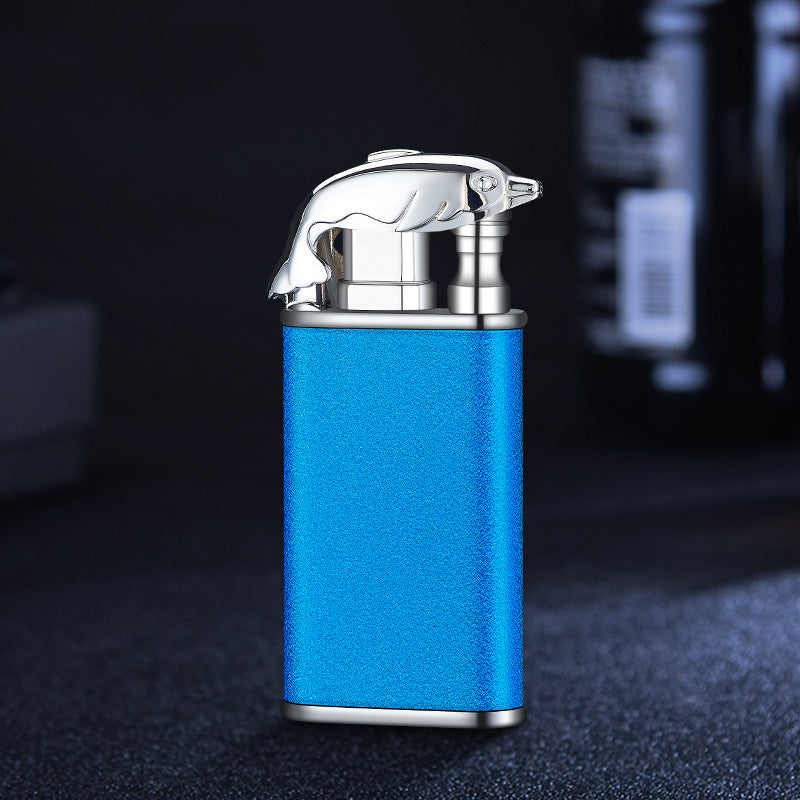 Windproof Metal Gas Lighter With Blue Flame And Double Fire