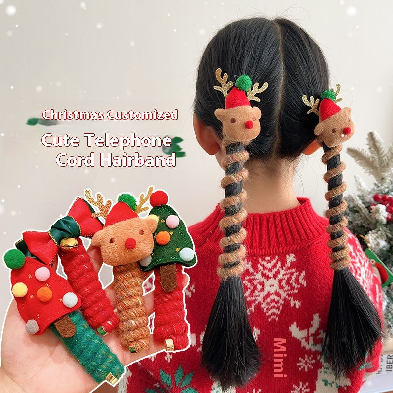 Girls Christmas Spiral Coil Hair Ties Telephone Wire Style