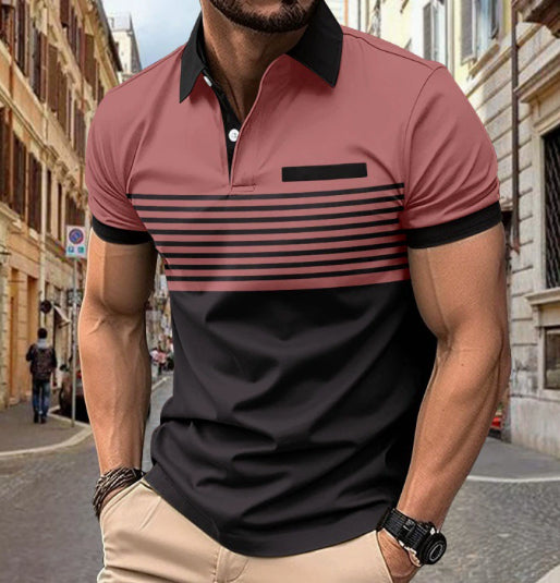 Men's Casual Striped Shirt with Chest Pocket in Thirteen Colours