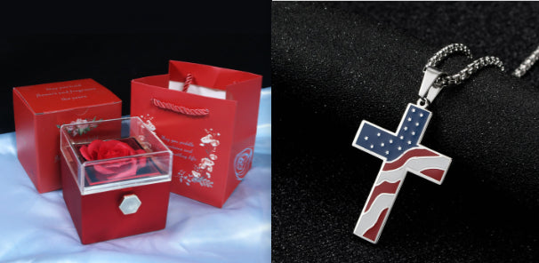 Rotating Soap Rose Gift Box, Romantic Jewellery Packaging
