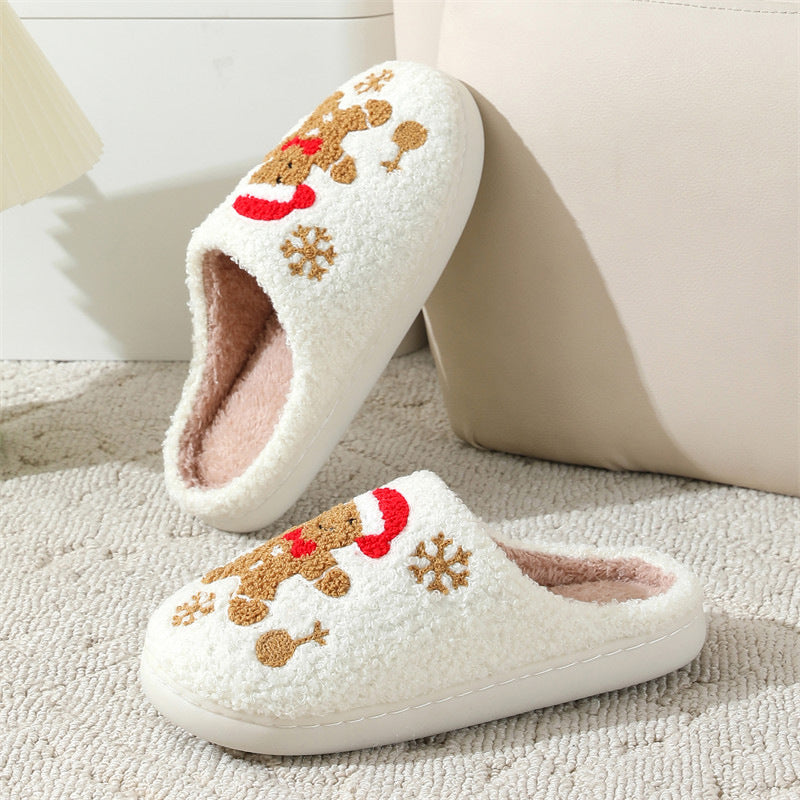 Christmas Gingerbread Slippers with Non-Slip Sole for Women