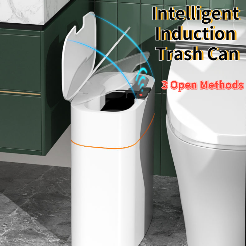Smart Sensor Trash Can With Lid For Kitchen And Bedroom