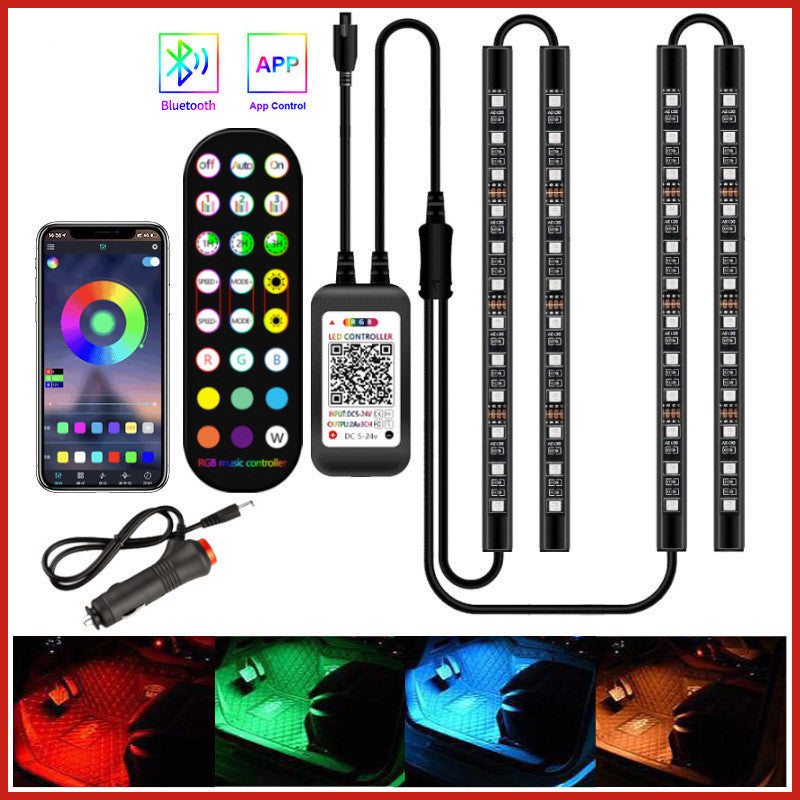 Waterproof LED Car Interior Ambient Lights, Stick-On Decorative Lamp