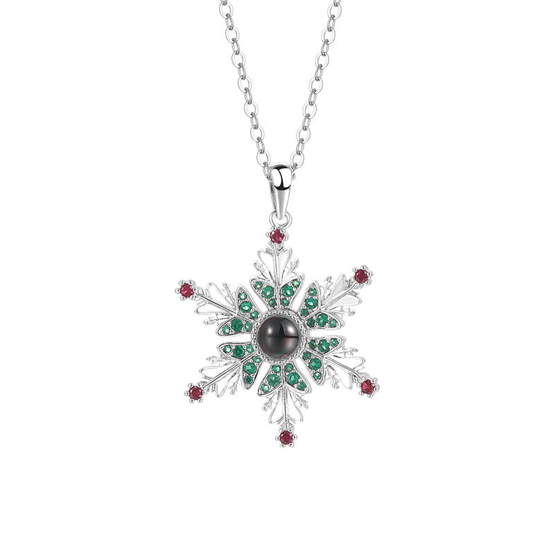 Christmas Snowflake Projection Necklace for Couples Gifts