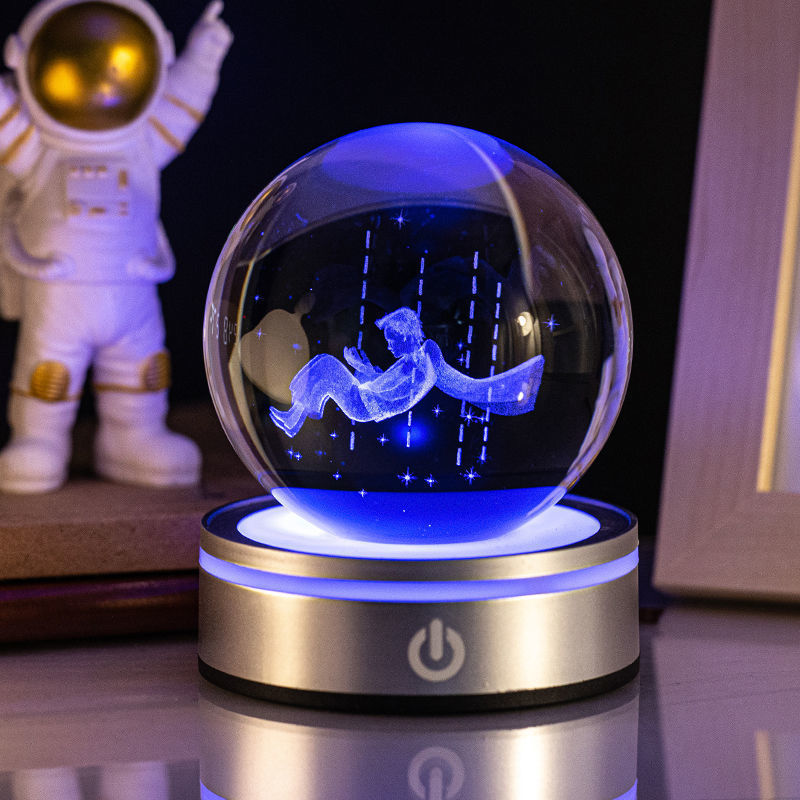 3D Inner Carving Crystal Ball Night Light With Gradient Glow