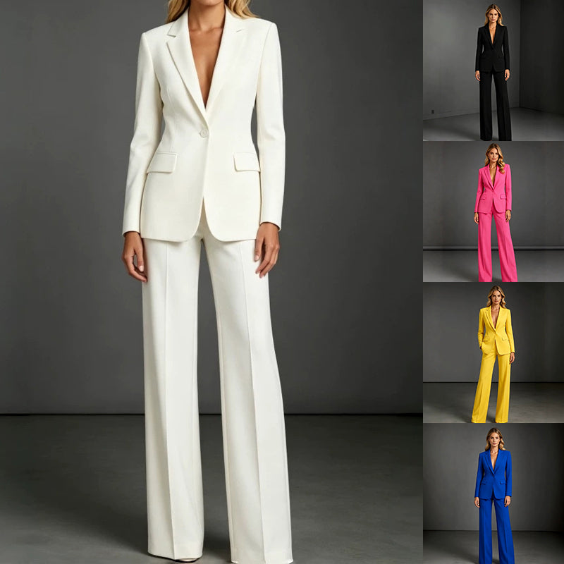 Women's Slim Fit Blazer and Trousers Two-Piece Office Suit