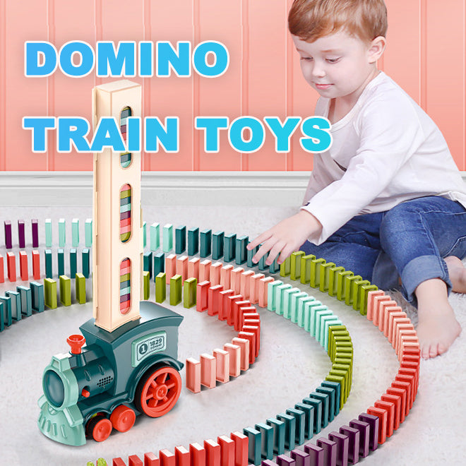Electric Domino Train Toy With Automatic Release Building Blocks