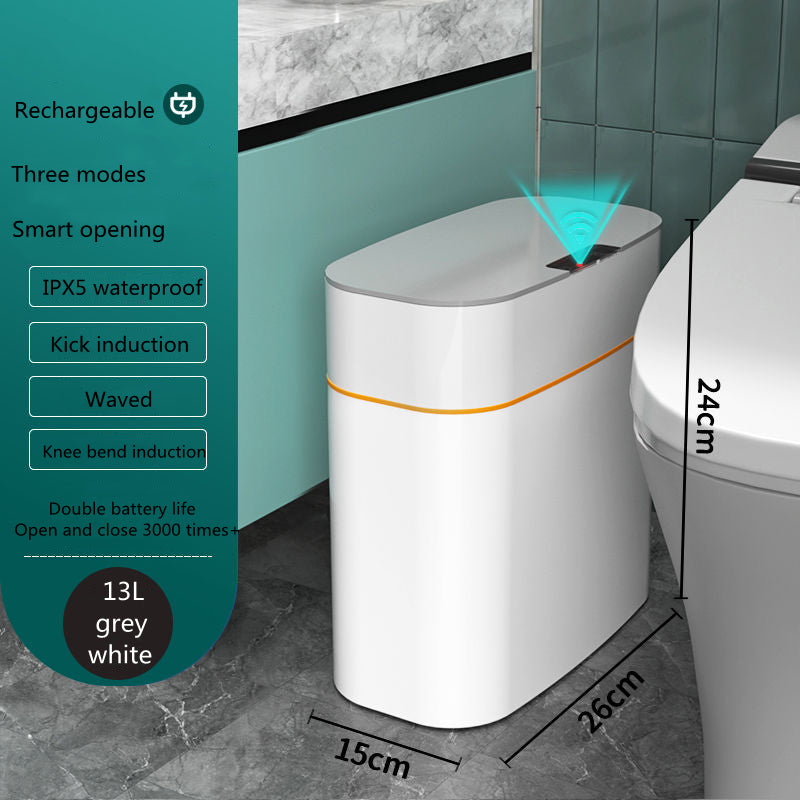 Smart Sensor Trash Can With Lid For Kitchen And Bedroom