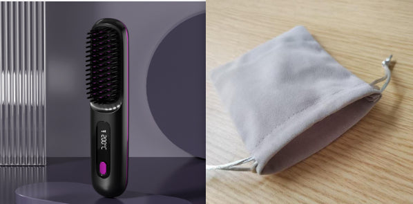 2-in-1 Cordless Hair Straightener Brush, USB Rechargeable