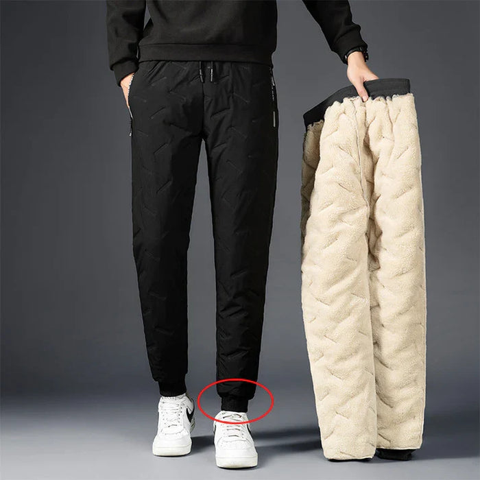 Pantaloni da jogging invernali da uomo con fodera in pile e strato esterno impermeabile