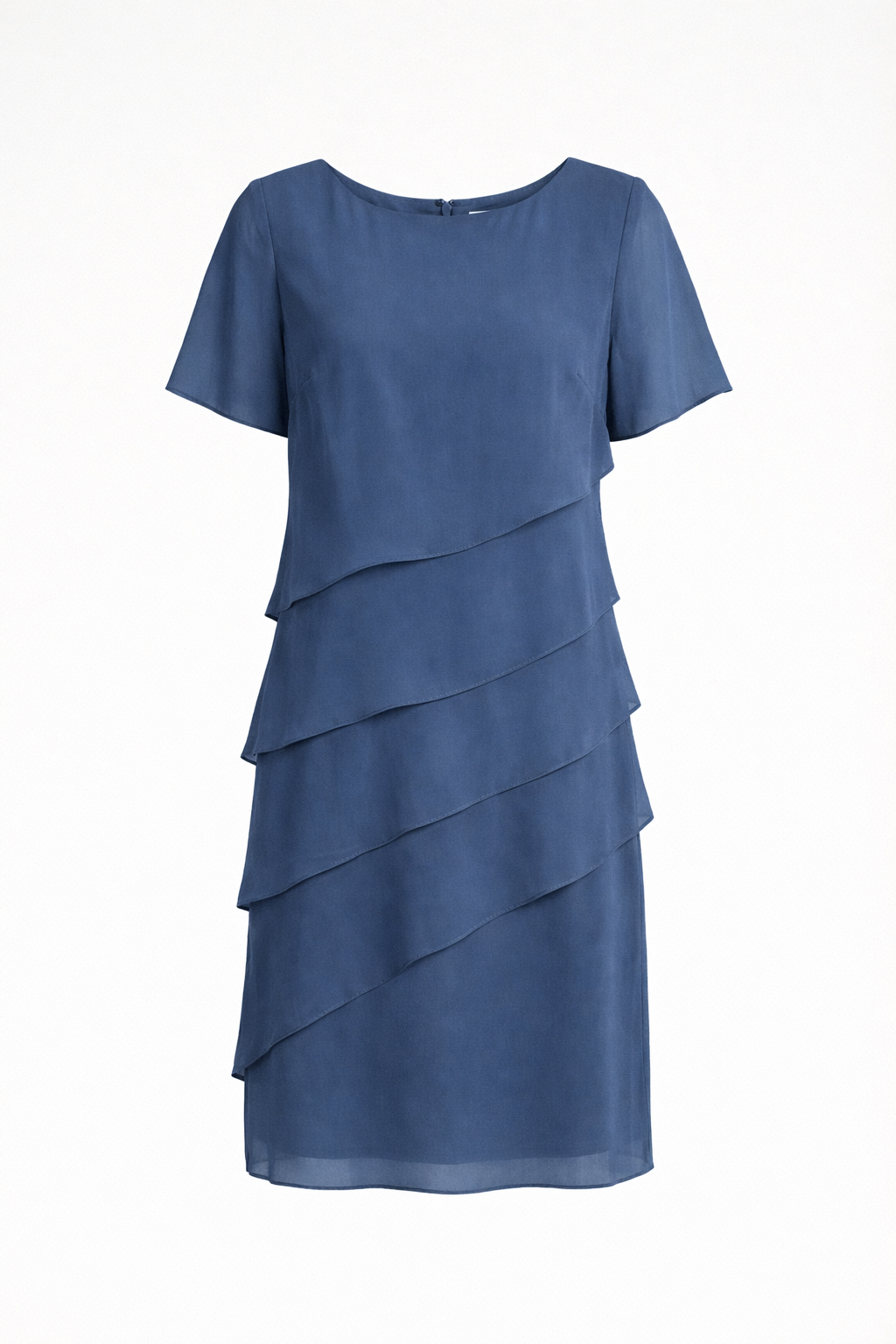 Women's Chiffon Dress with Tiered Front and Short Sleeves