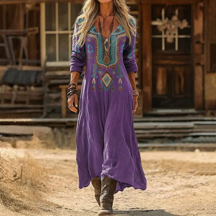 Theodora | Robe décontractée vintage à manches longues