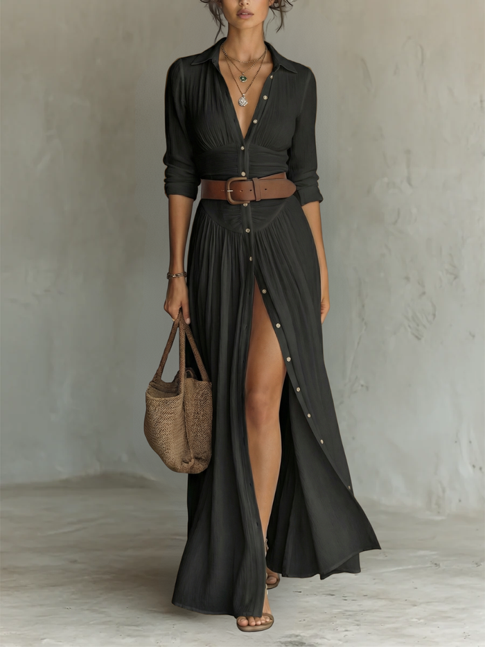 Hallie | Stilvolles Kleid mit langen Ärmeln und Kragen