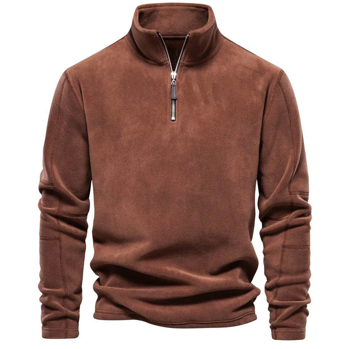 Pull-over pour homme à col montant et fermeture éclair quart de tour