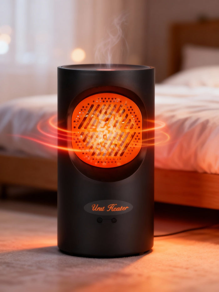 Mini calefactor eléctrico portátil de 300 W | Elemento calefactor en espiral, 7 aspas | Funcionamiento silencioso