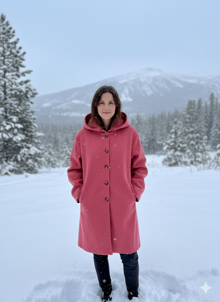 Women's Elegant Windproof Coat with Comfortable Hood