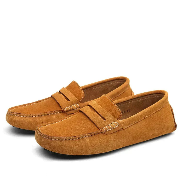 Mocassins de conduite pour homme en daim, à enfiler, avec semelle en caoutchouc