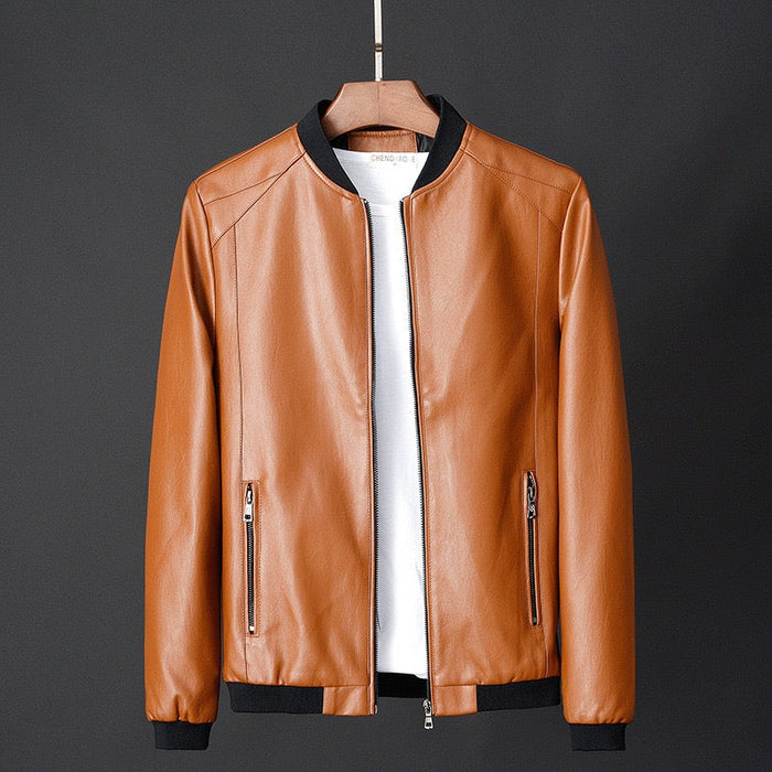 Men's Bomber Jacket with Ribbed Collar and Cuffs