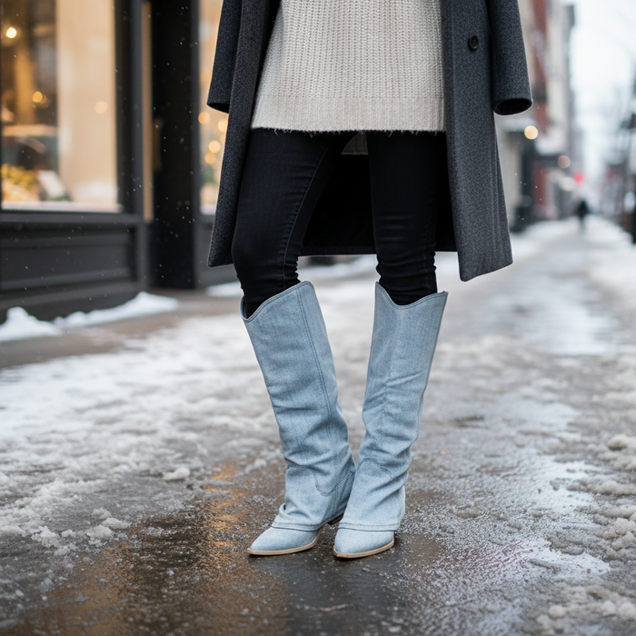 Damen-Kniehohe Stiefel mit spitzer Zehenpartie und rutschfester Sohle