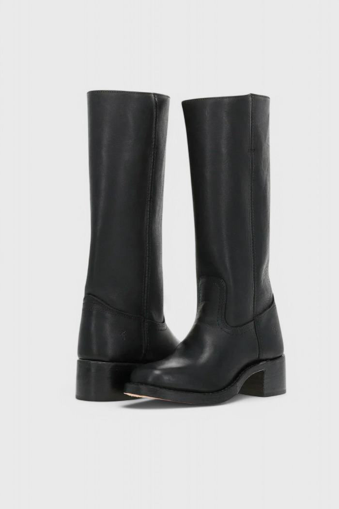 Botas de cano alto para mulher, fáceis de calçar, com salto bloco