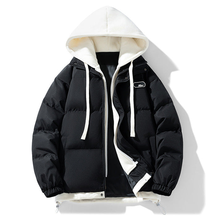 Chaqueta acolchada con capucha para hombre, cierre frontal y puños elásticos